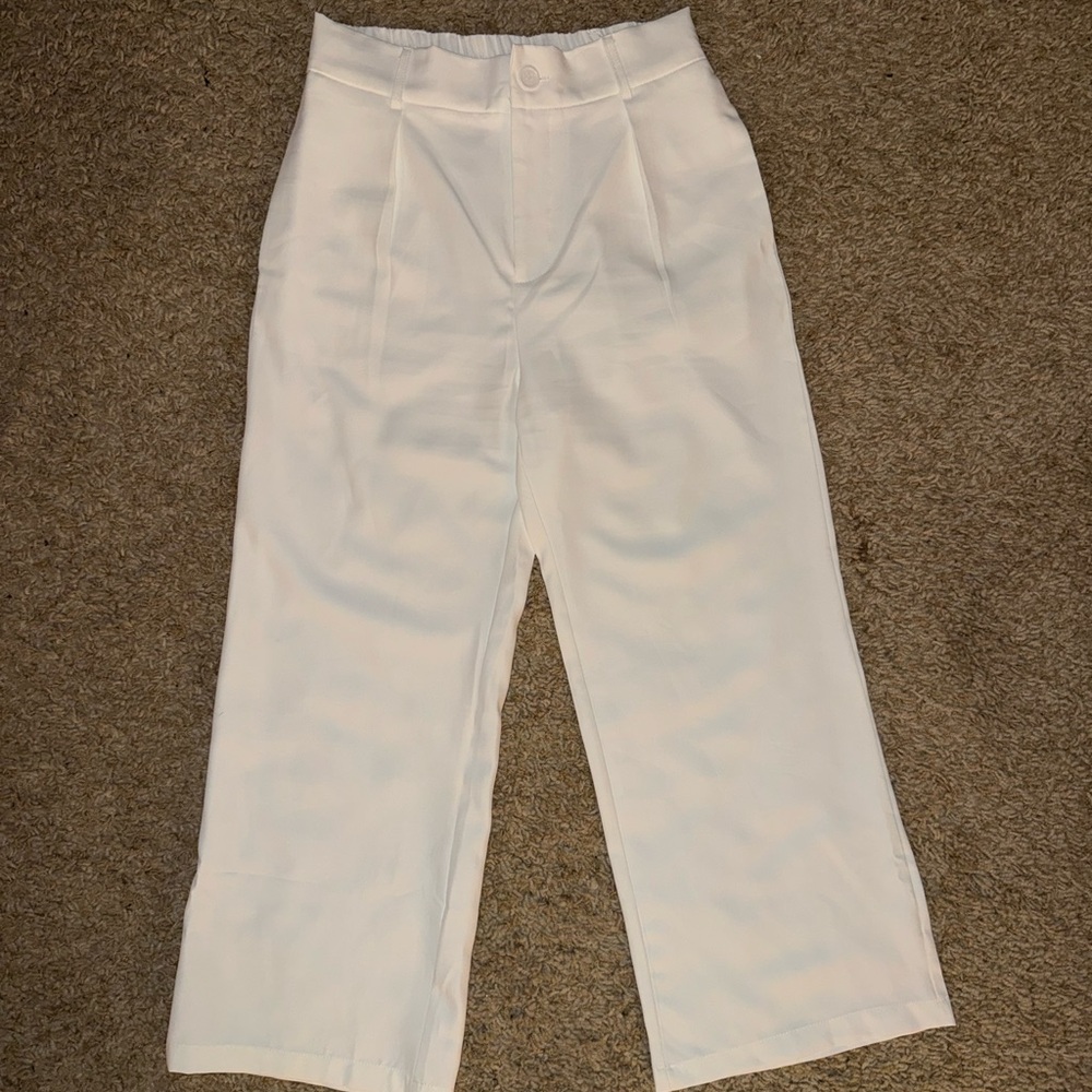 Elegant White Wide-Leg Women's Pants